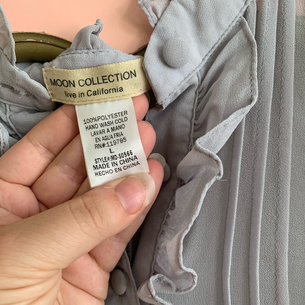Moon Collection Gray Ruffle Sleeveless Dress - Picture 7 of 13